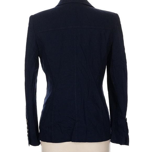 Escada Size EU 38 / US 8 Wool blazer Navy Blue Brown Buttons jacket - Picture 3 of 11